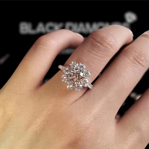 1.9 Ct. Round Cut Natural Diamond Double Halo Triple Row Shank Diamond  Engagement Ring (GIA Certified) | Diamond Mansion